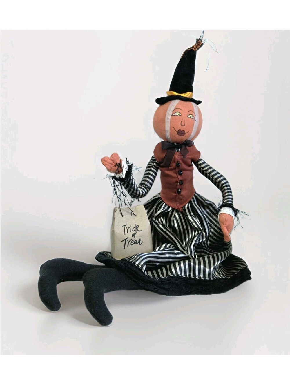 Vintage Joe Spencer Gathered Traditions Pauline Pumpkin Doll Halloween Folk Art